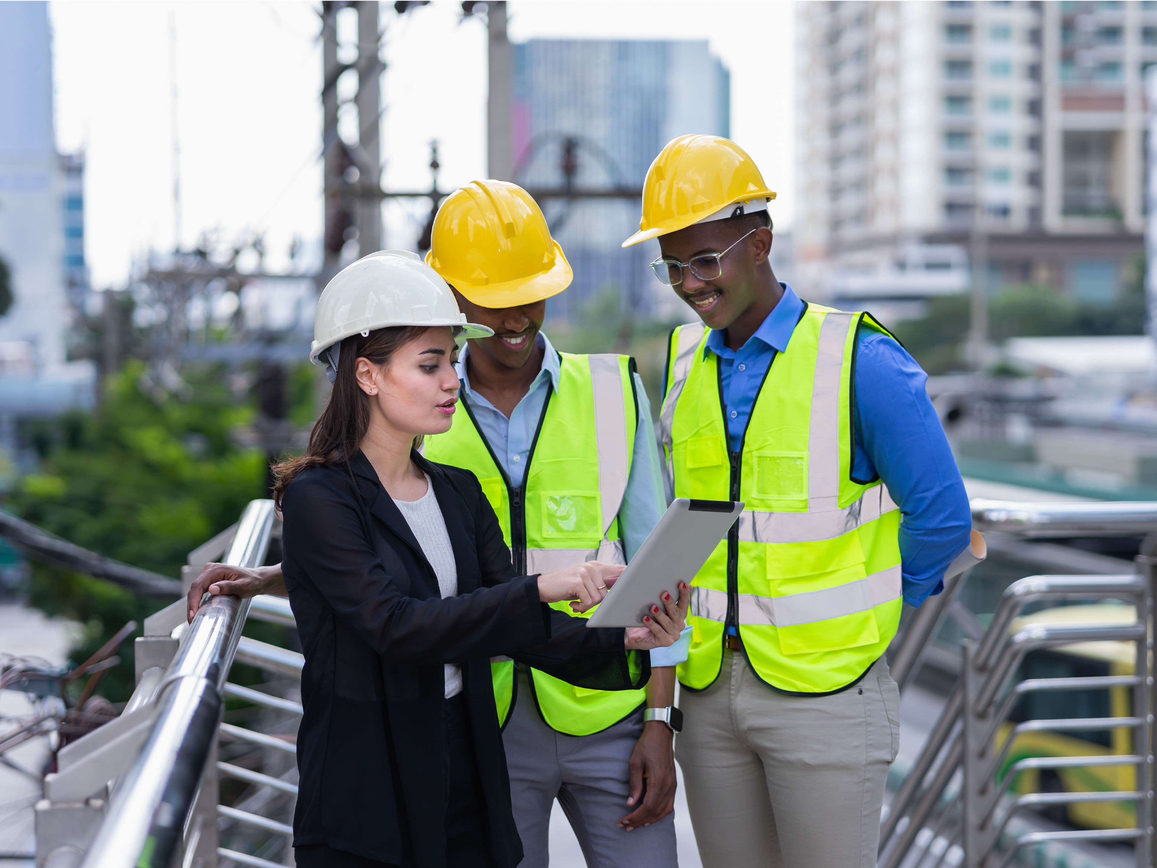 Engineers discussing work.