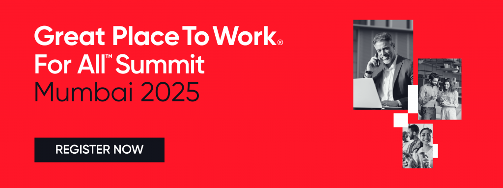 Banner for registering for the Great Place To Work® For All™ Summit 2025
 